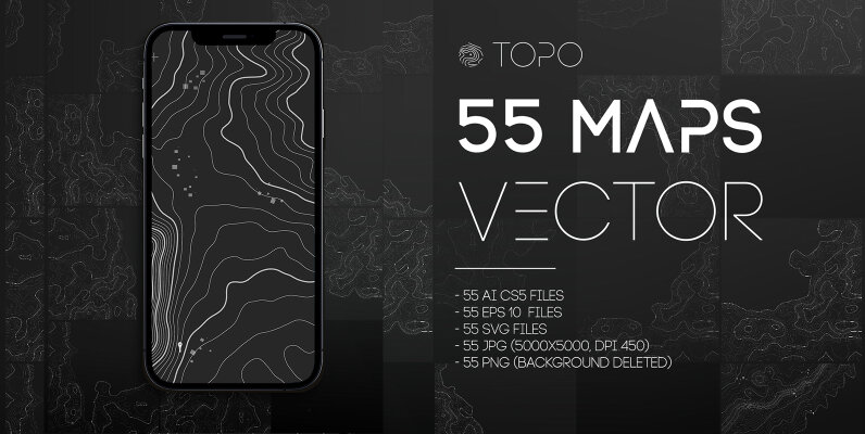 55 Vector Topographic Maps Bundle
