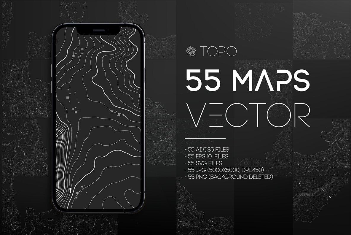 55 Vector Topographic Maps Bundle 1