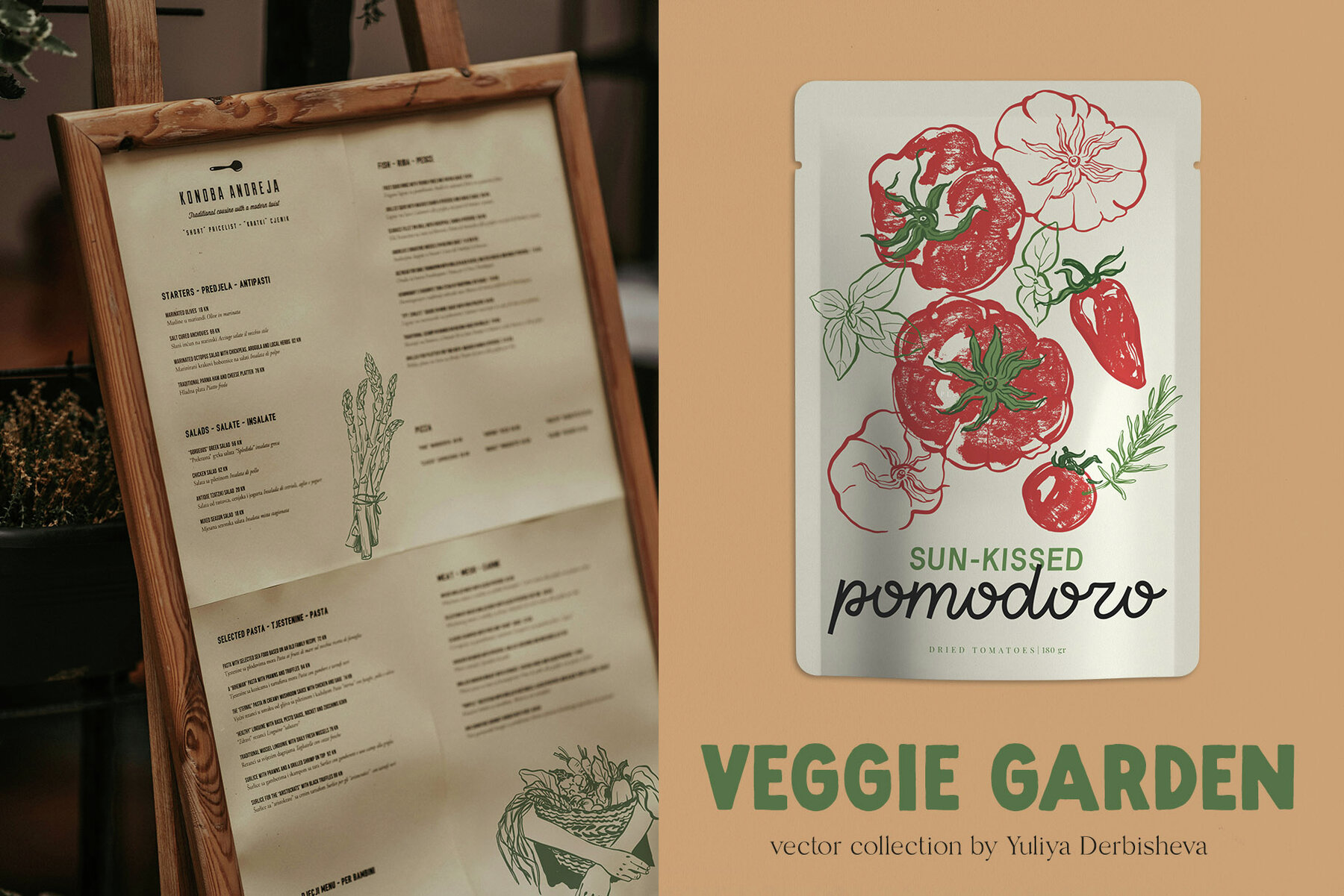 Veggie Garden Vegetables Vector Illustrations Posters Pattern 4