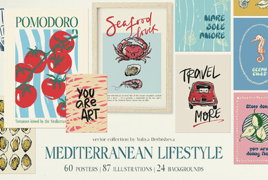 Mediterranean Lifestyle Poster Print Food Drinks Beach