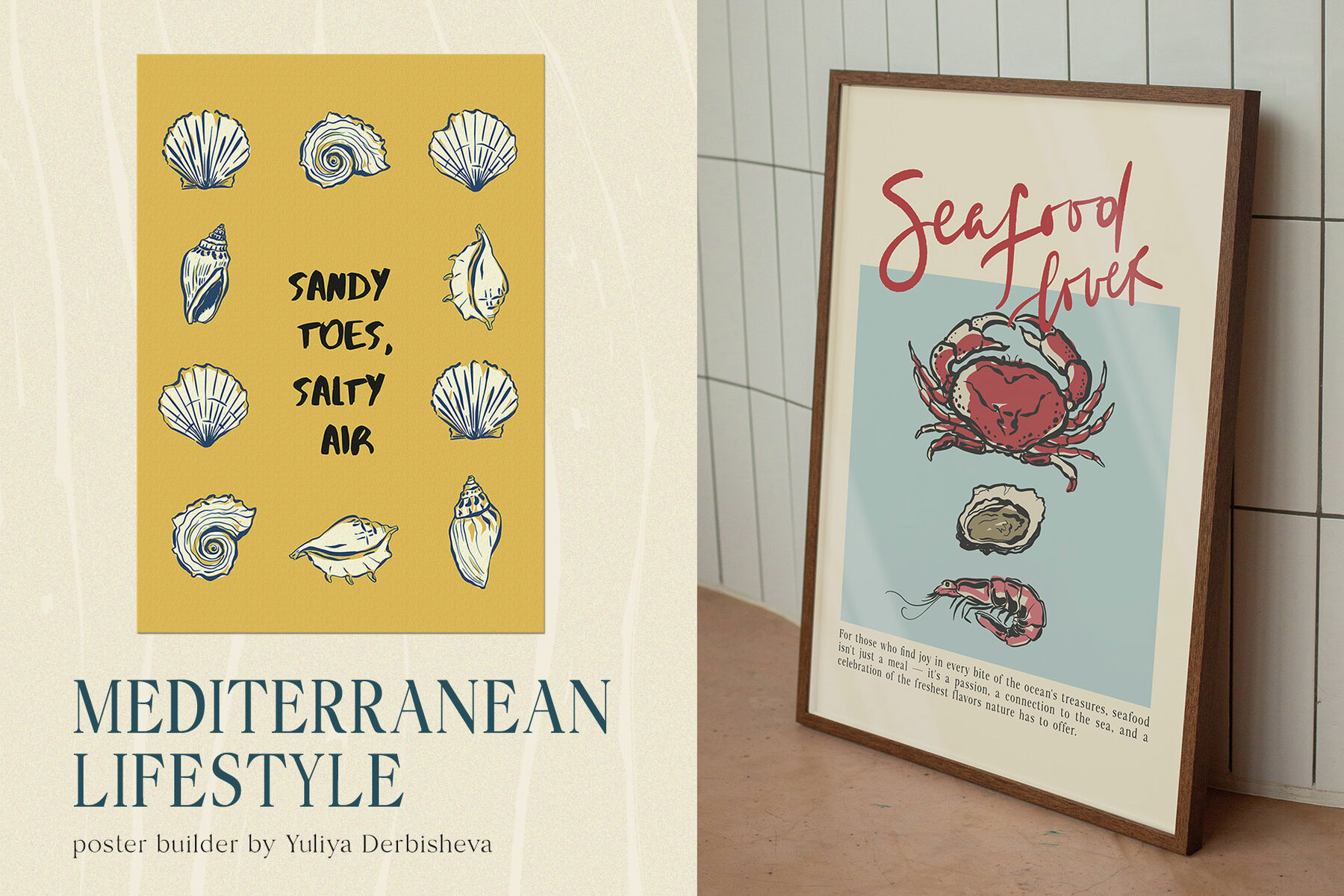 Mediterranean Lifestyle Poster Print Food Drinks Beach 5