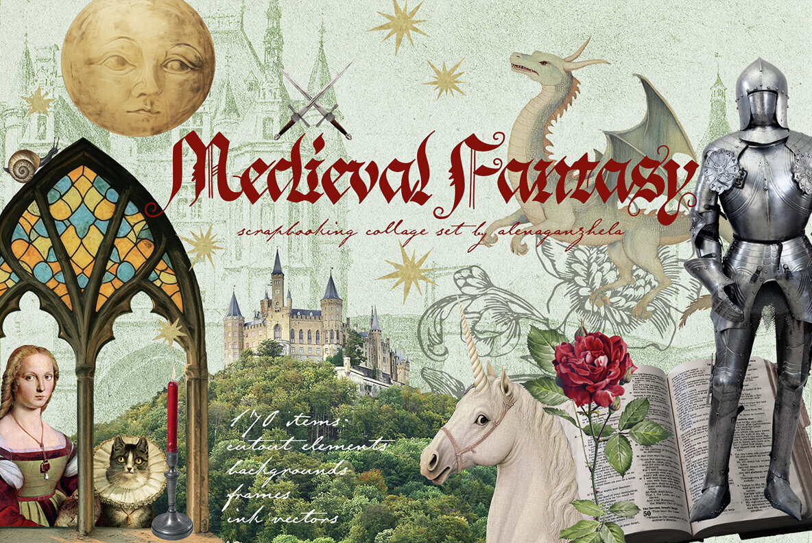 Medieval Fantasy   Scrapbooking Collage Set 1