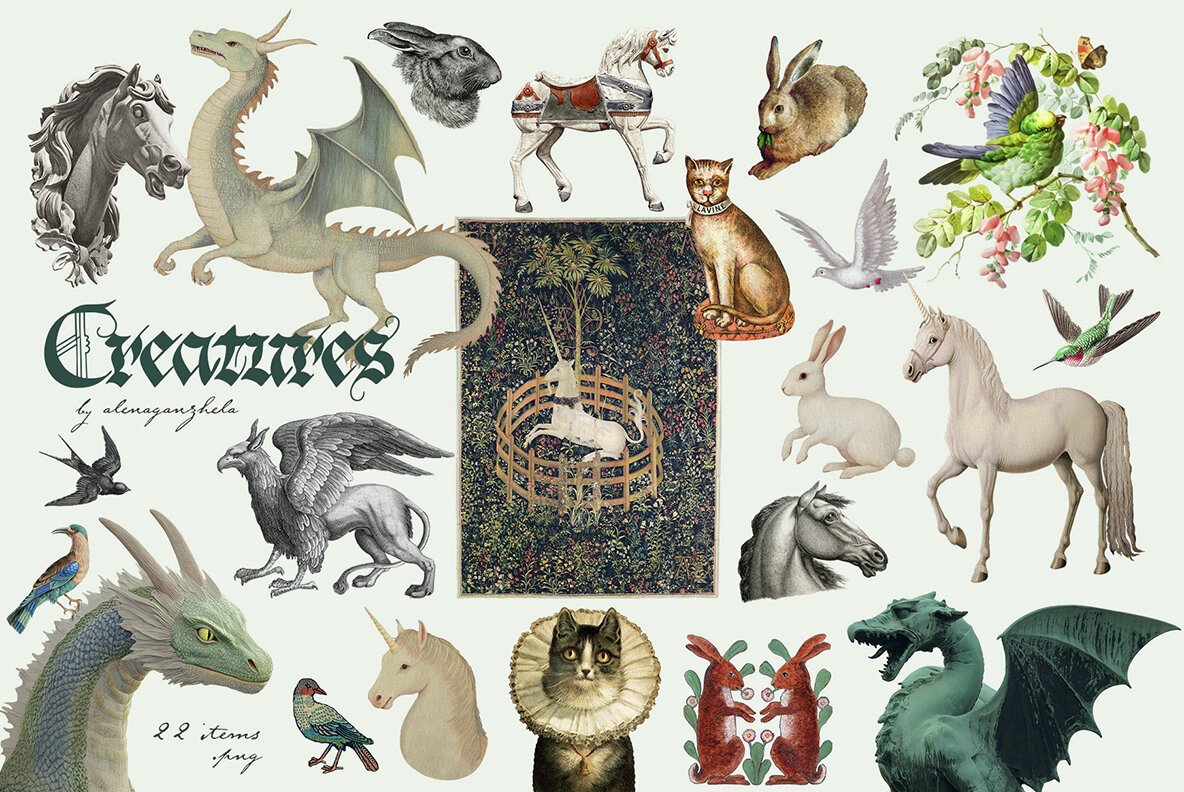 Medieval Fantasy   Scrapbooking Collage Set 4
