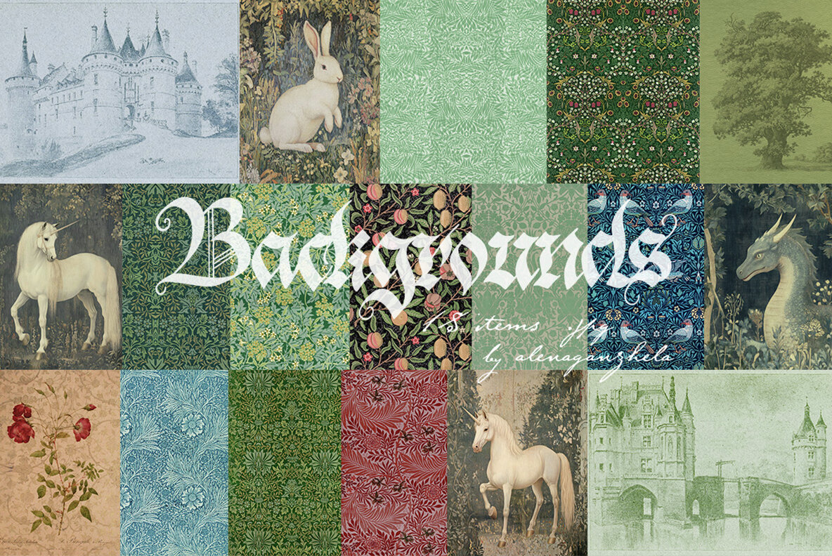 Medieval Fantasy   Scrapbooking Collage Set 7