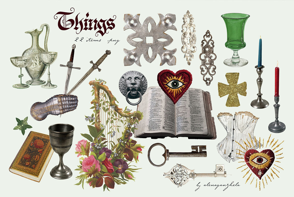 Medieval Fantasy   Scrapbooking Collage Set 9