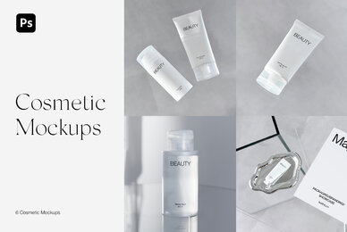 Hand Cream Tube and Cosmetic Bottle Mockups for Photoshop PSD