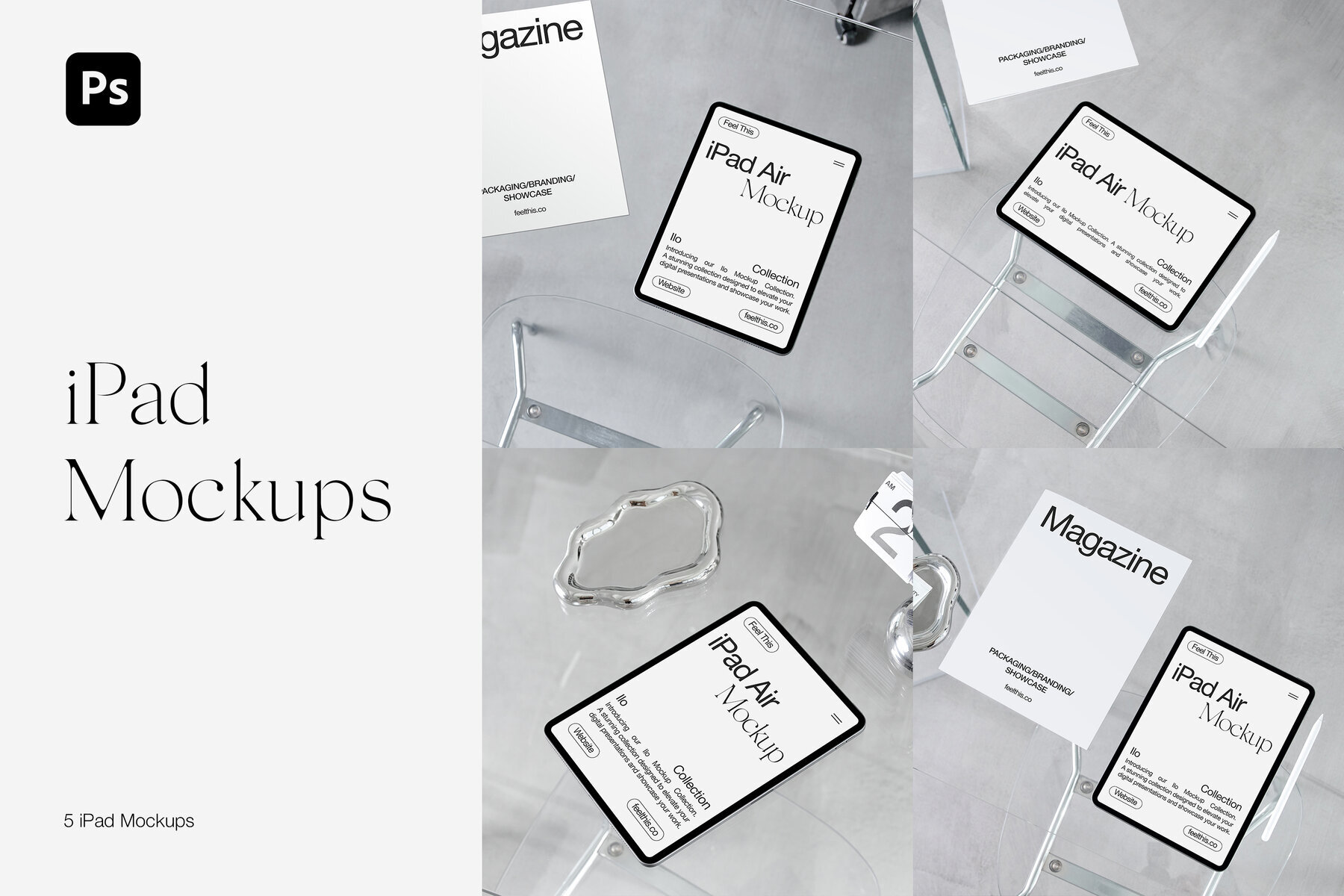 Minimalist iPad Air Mockups for Photoshop 1