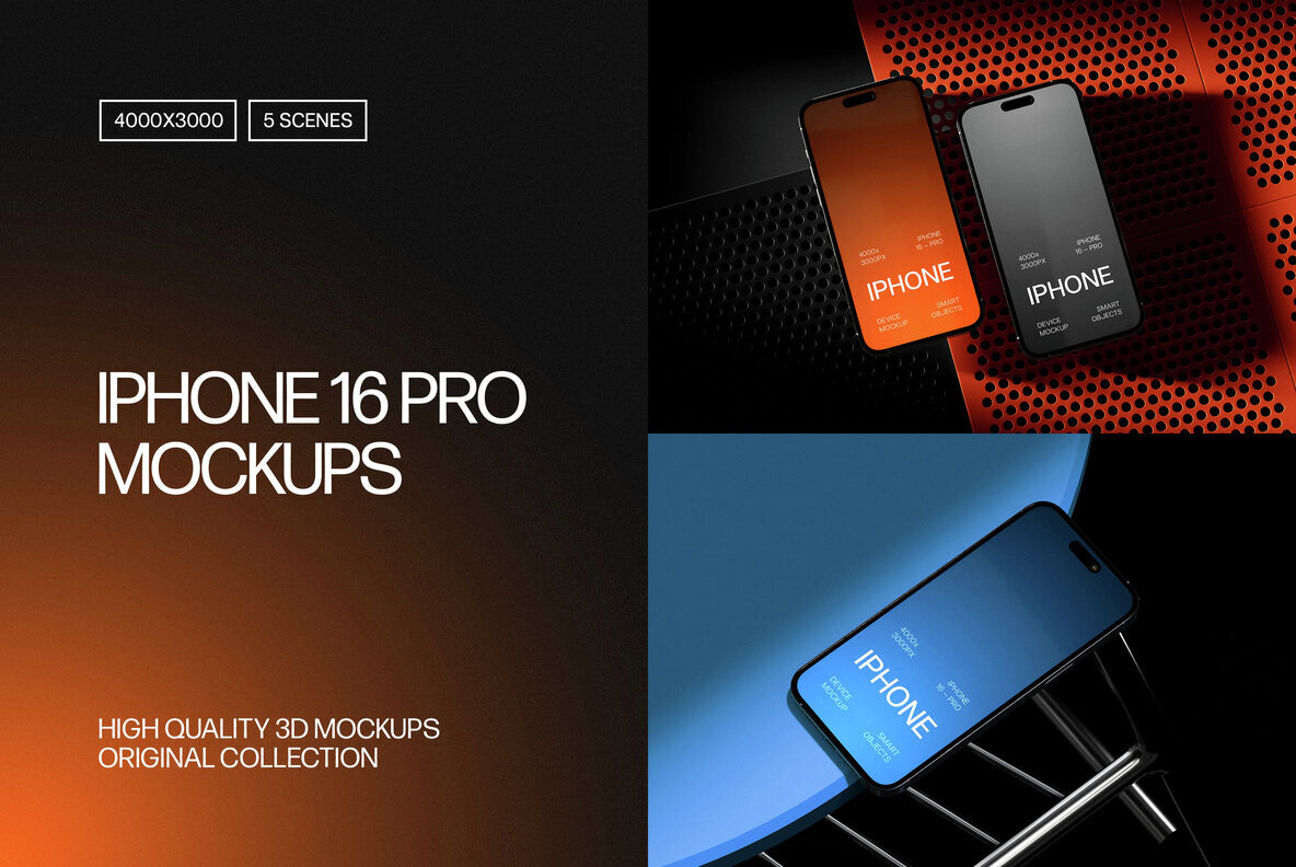 iPhone 16 Pro Mockups Set 1