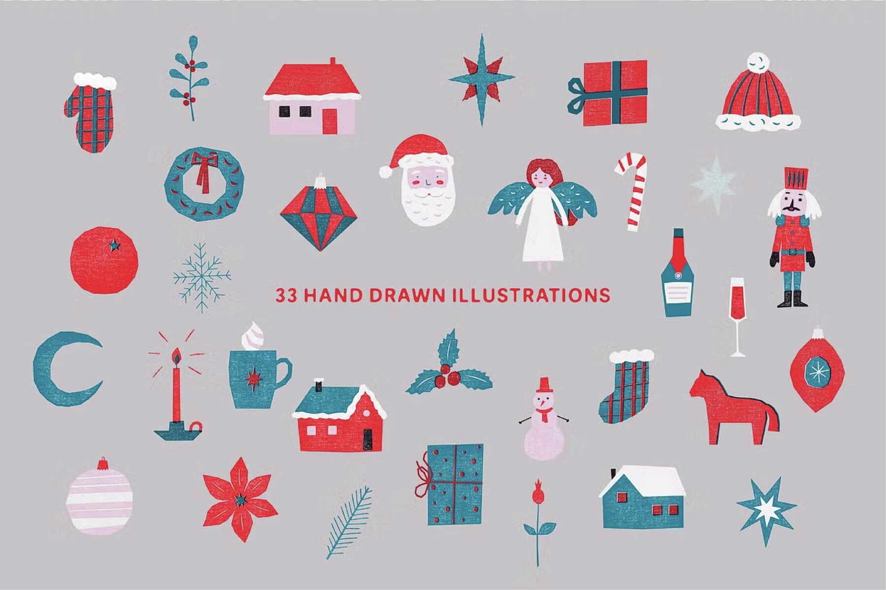 Winter Holidays Stamp effect vectors 6