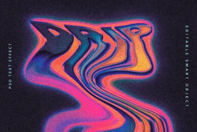 Melting Halftone Text Effect Mockup