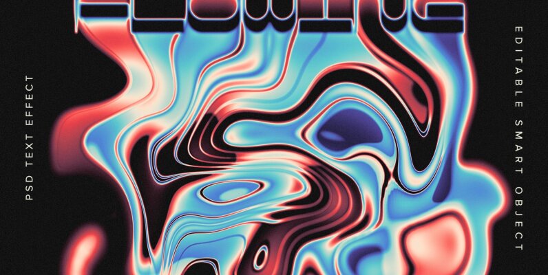 Colourful Melting Text Effect Mockup