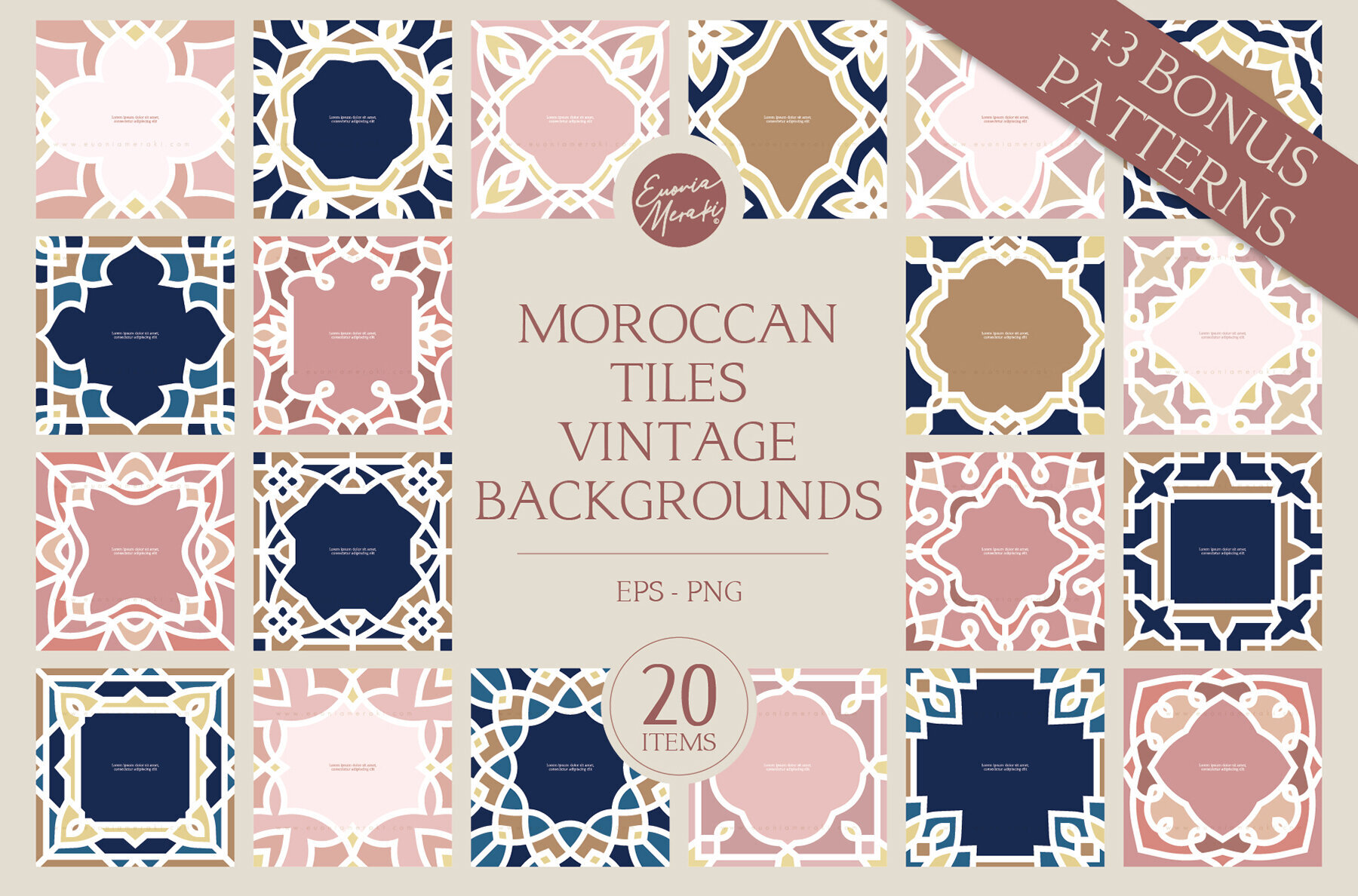 Moroccan Tiles Vintage Backgrounds 1