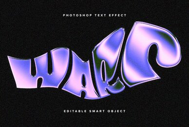 Warped Chrome Text Effect Mockup