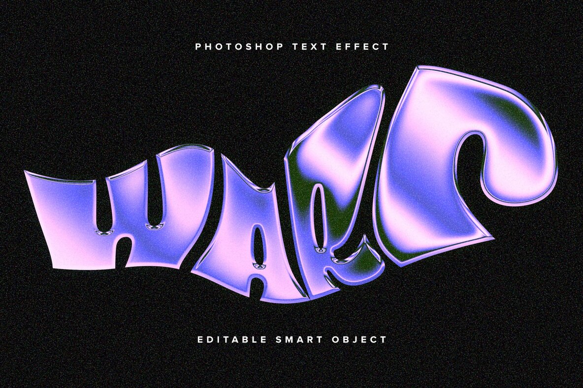 Warped Chrome Text Effect Mockup - YouWorkForThem