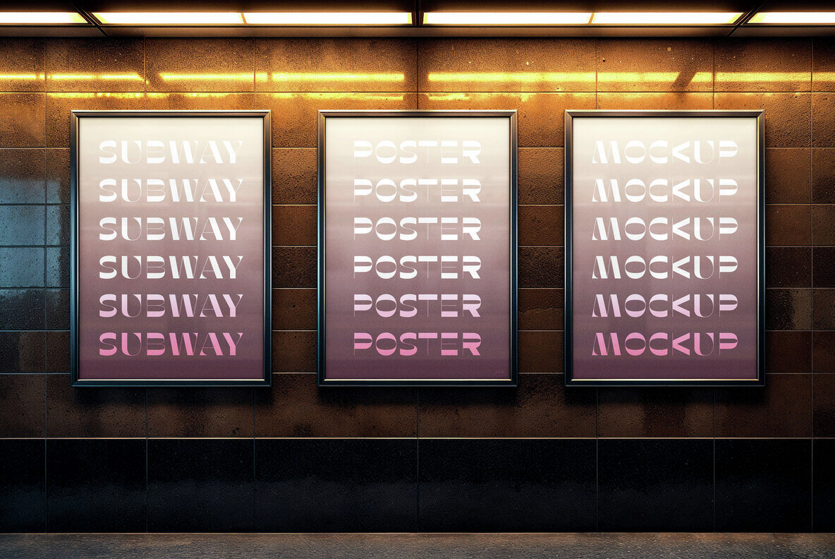 3 Framed A4 Posters Mockup 2