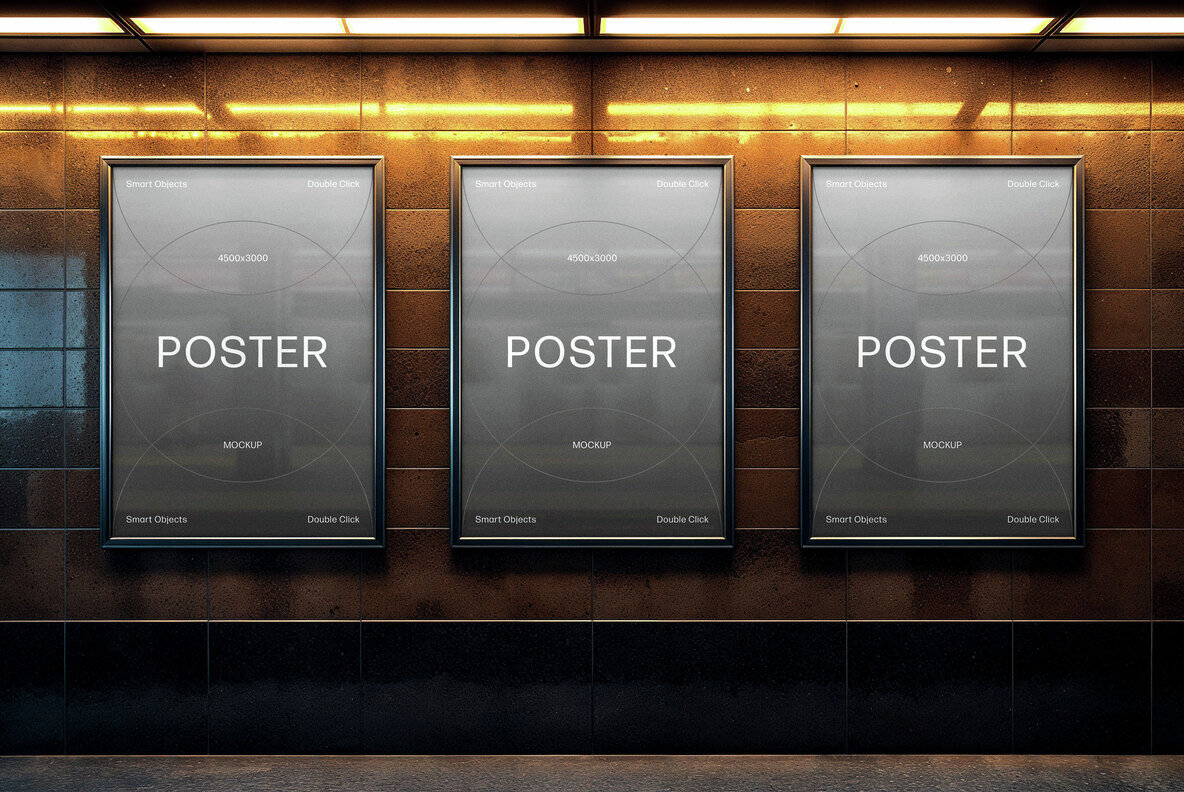 3 Framed A4 Posters Mockup 4