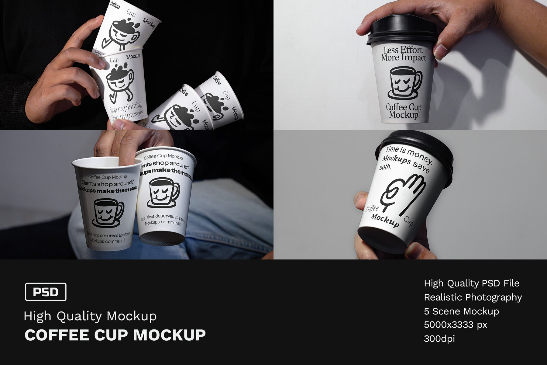 4 Realistic Scene Paper Cup Mockup 1