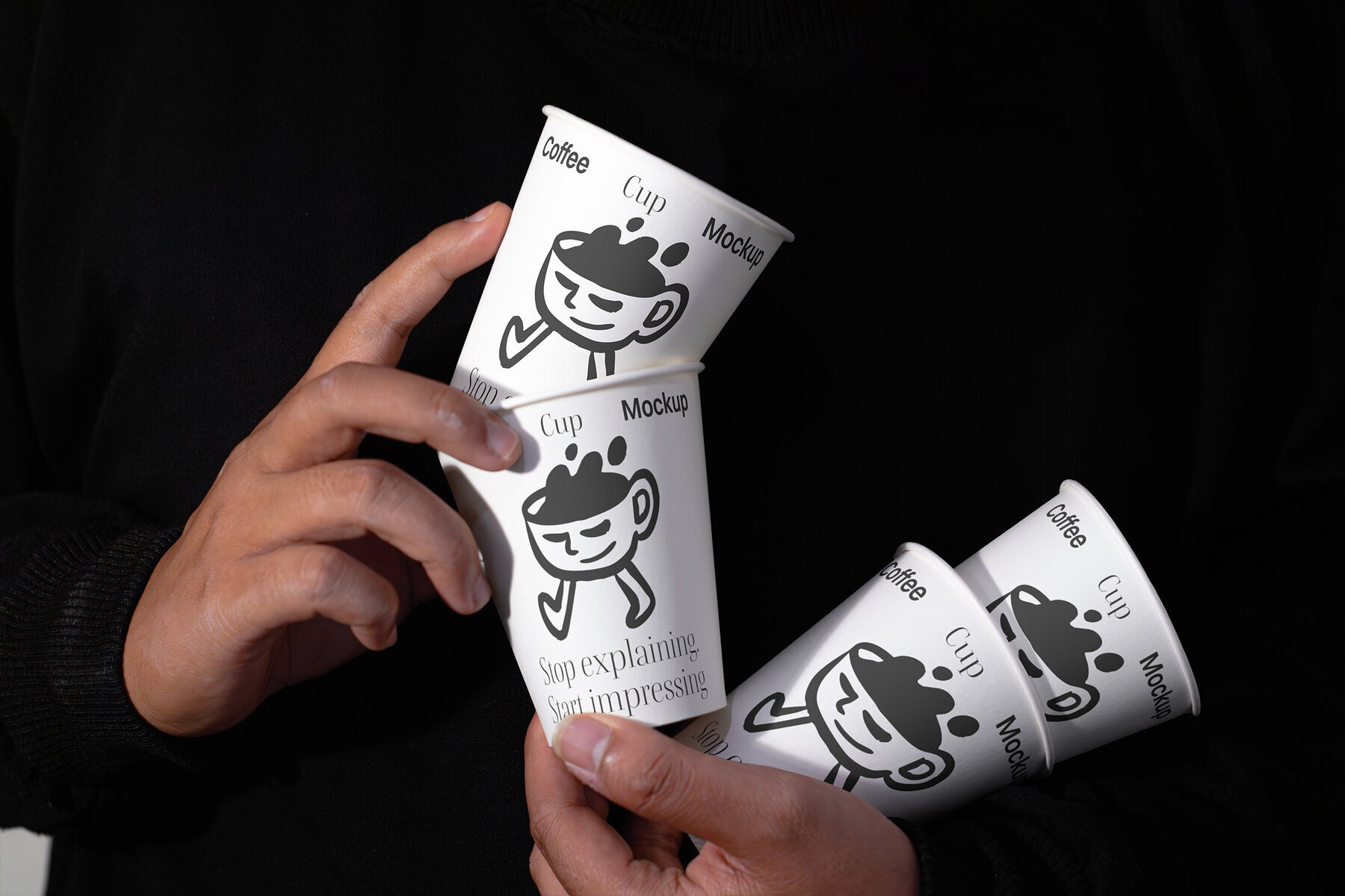 4 Realistic Scene Paper Cup Mockup 2