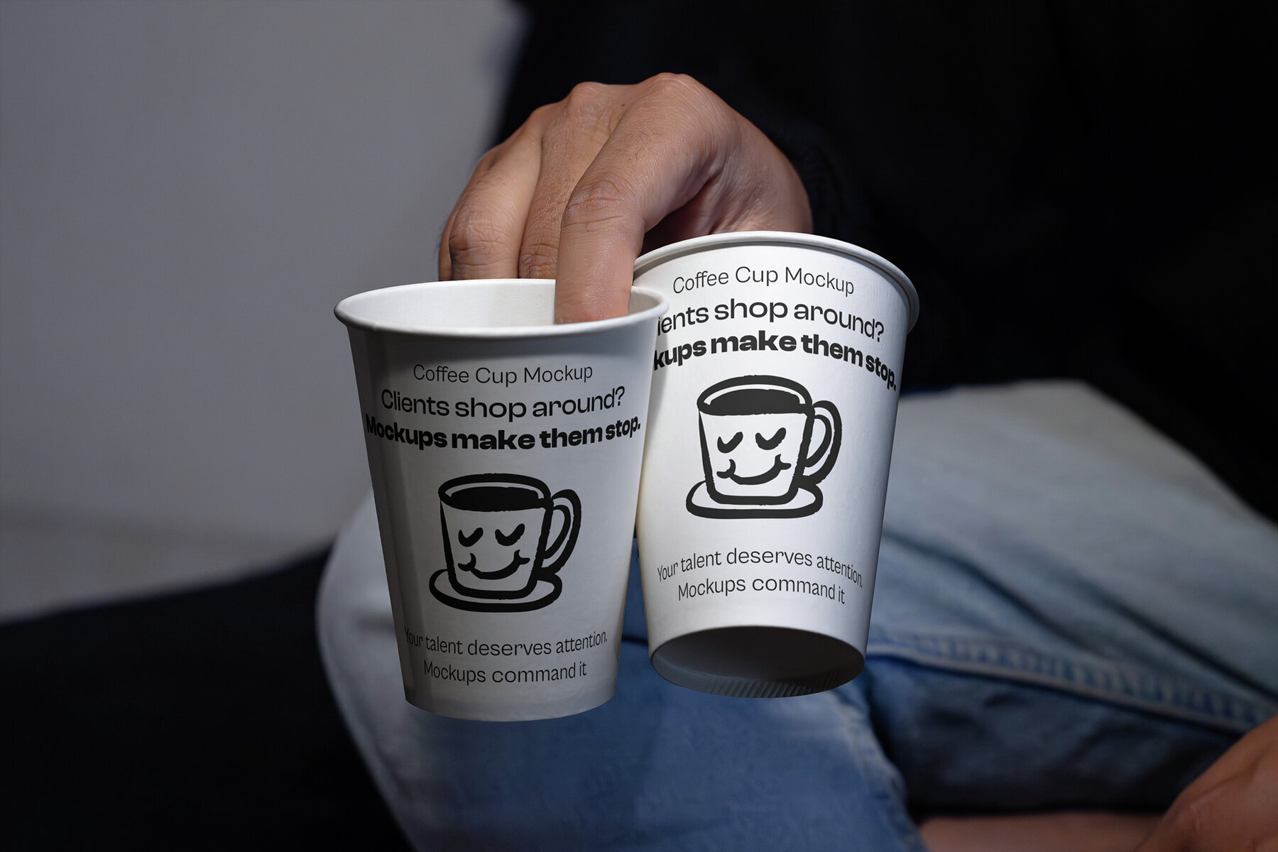 4 Realistic Scene Paper Cup Mockup 3