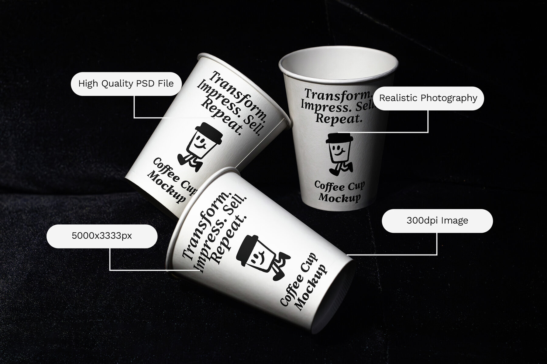 4 Realistic Scene Paper Cup Mockup 2