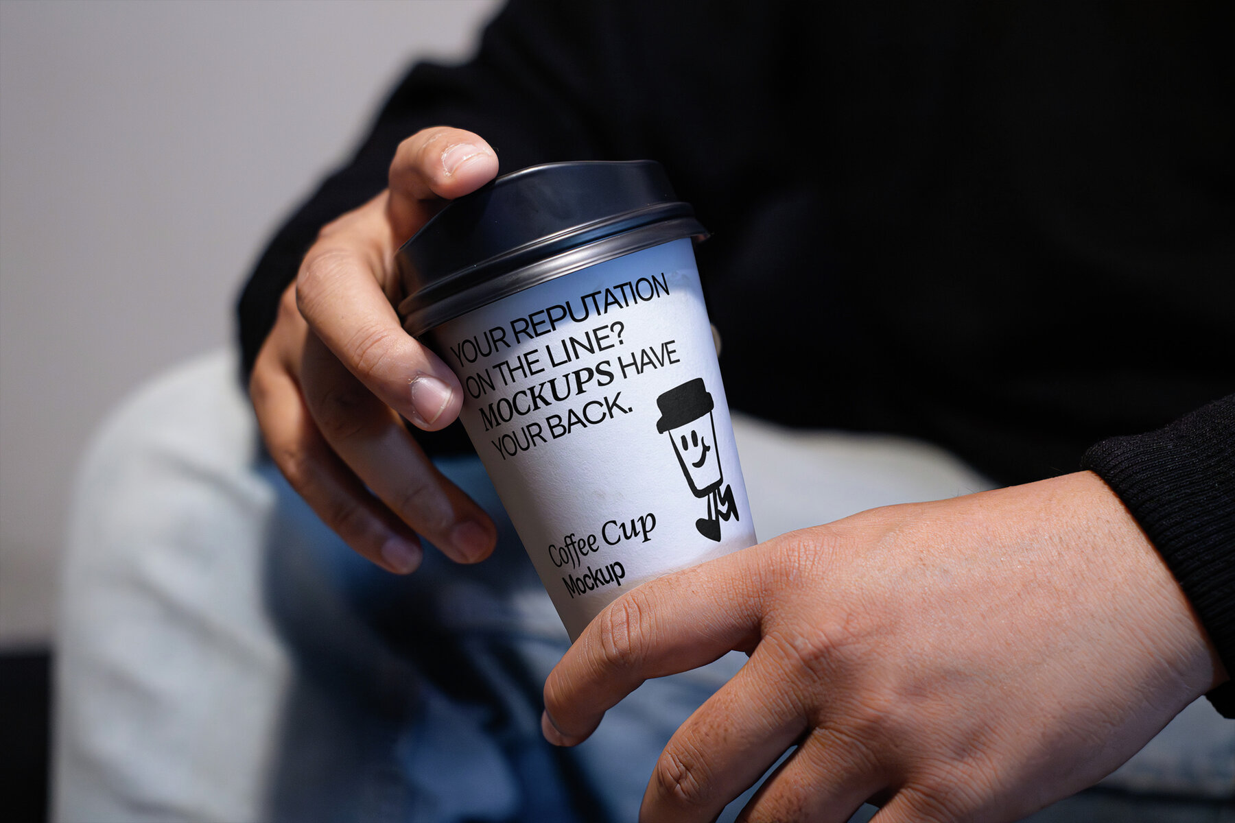 4 Realistic Scene Paper Cup Mockup 4