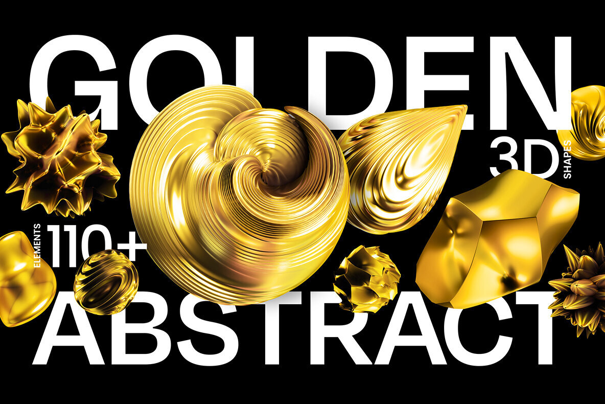 Abstract Gold 3D Shapes 1