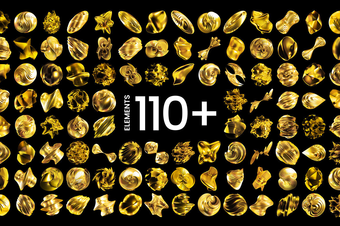 Abstract Gold 3D Shapes 2