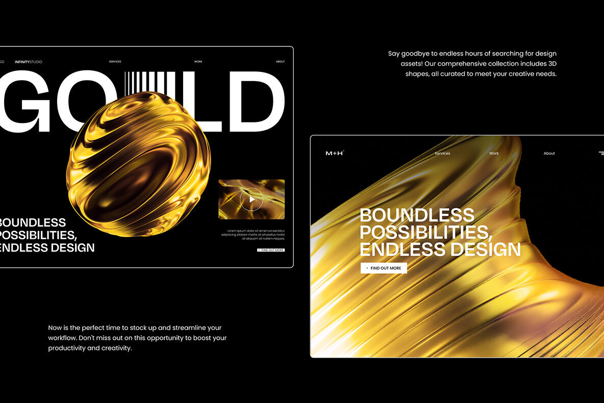 Abstract Gold 3D Shapes 3