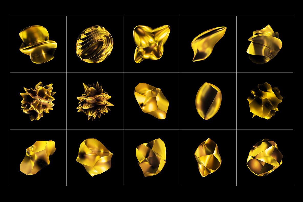 Abstract Gold 3D Shapes 5