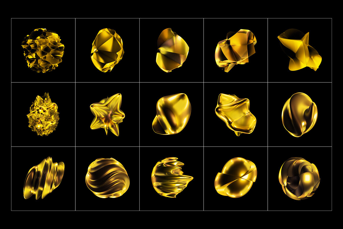 Abstract Gold 3D Shapes 6