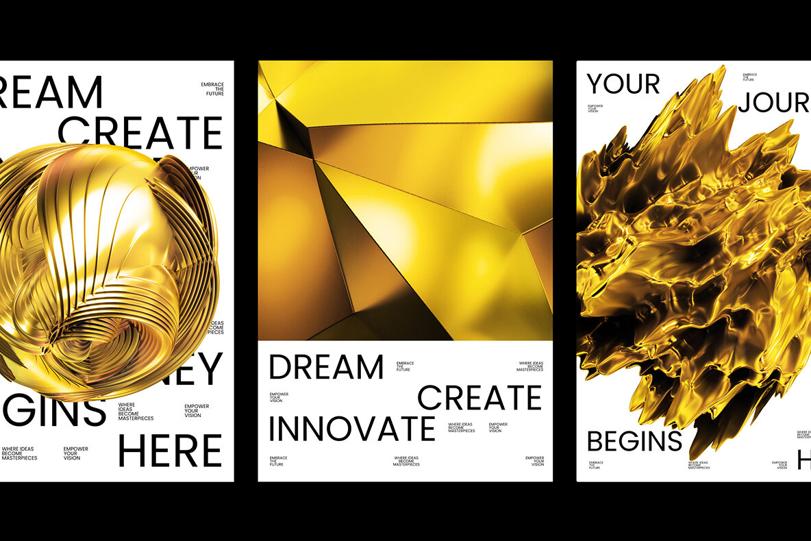 Abstract Gold 3D Shapes 7