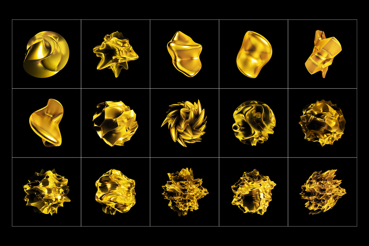 Abstract Gold 3D Shapes 8