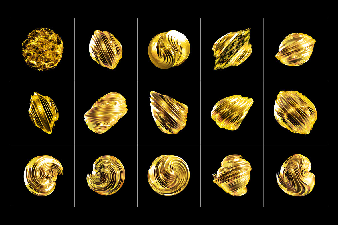 Abstract Gold 3D Shapes 9