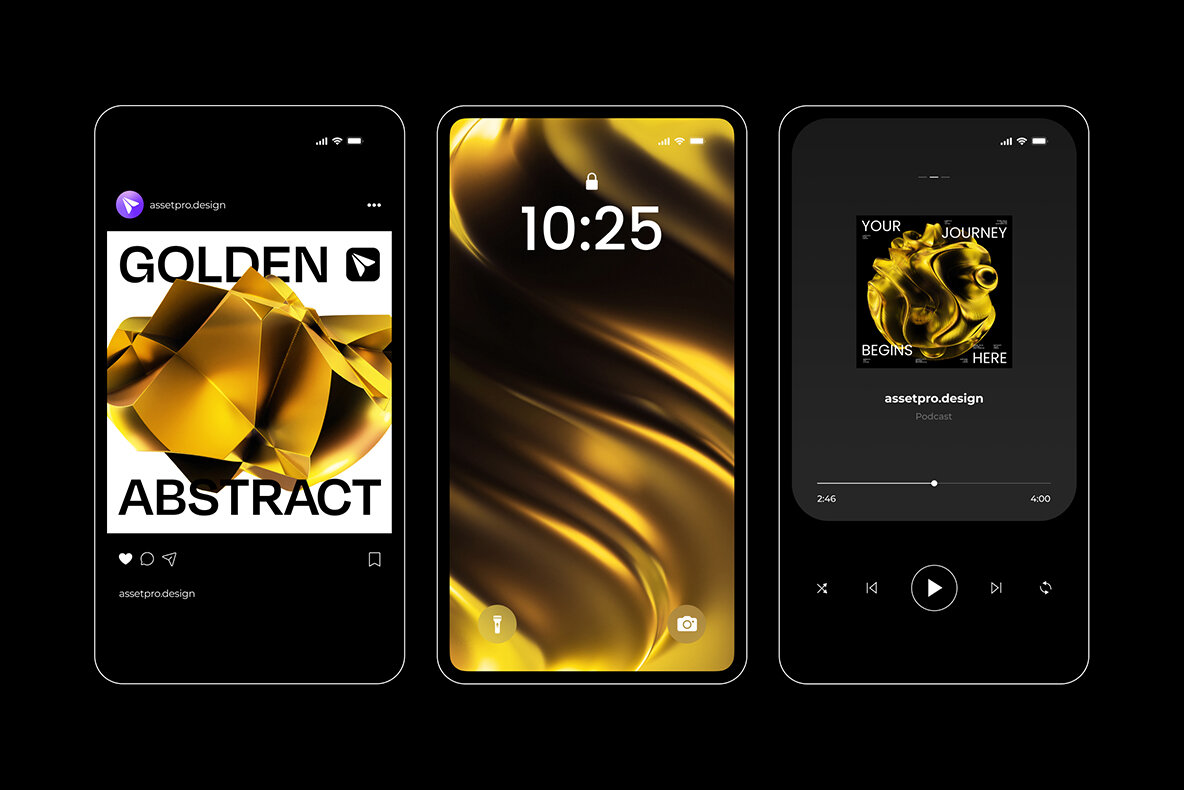 Abstract Gold 3D Shapes 11