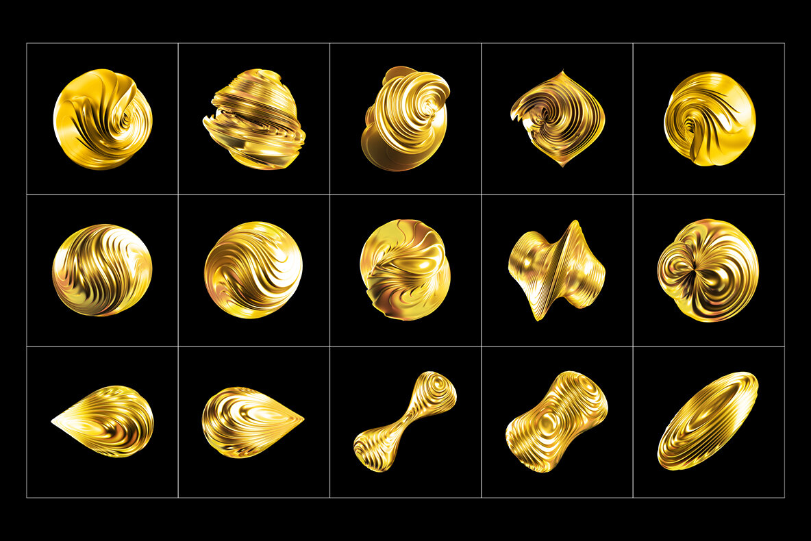 Abstract Gold 3D Shapes 12