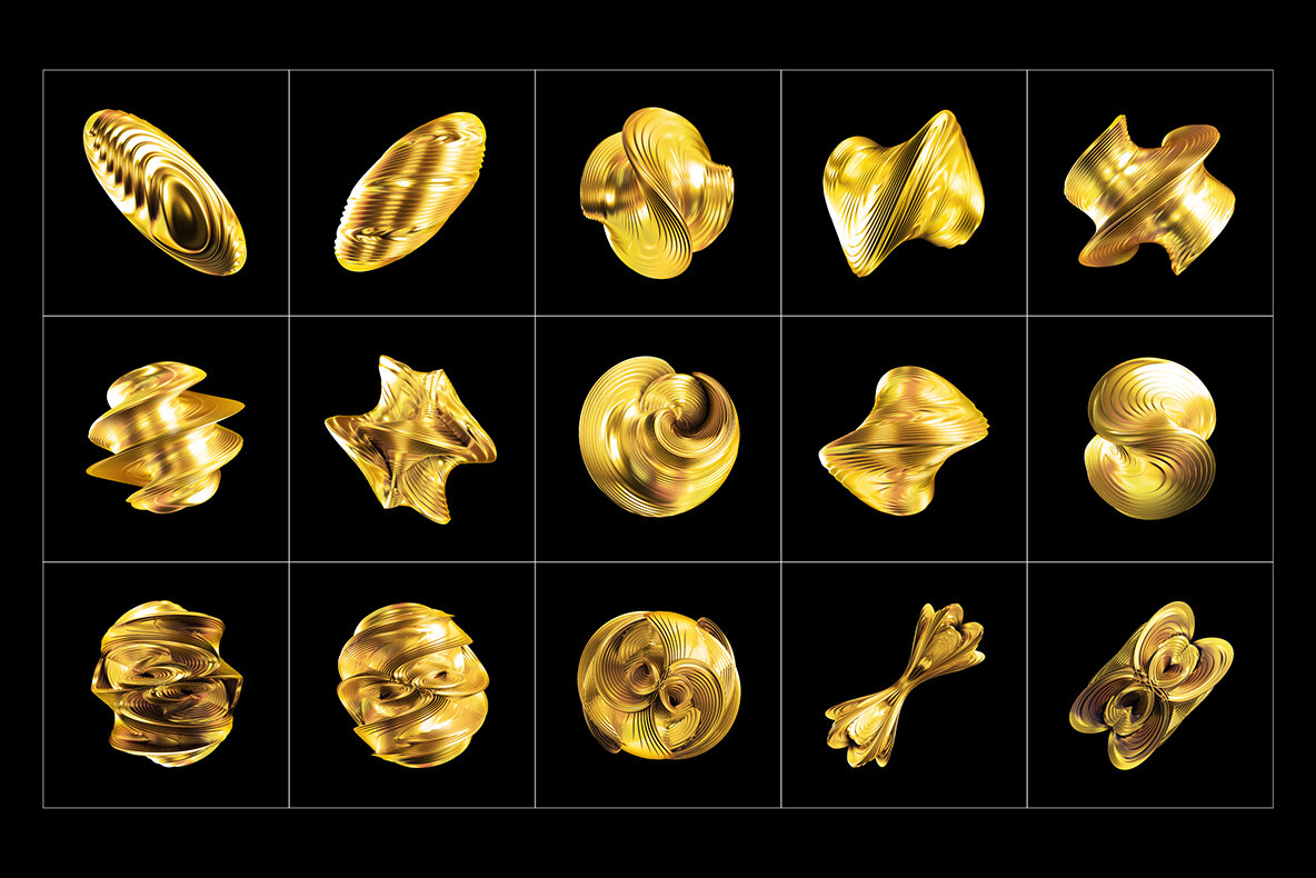 Abstract Gold 3D Shapes 13