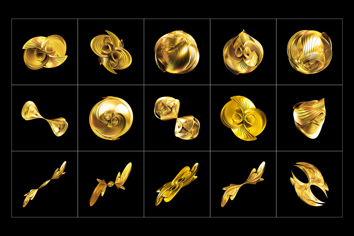 Abstract Gold 3D Shapes 16