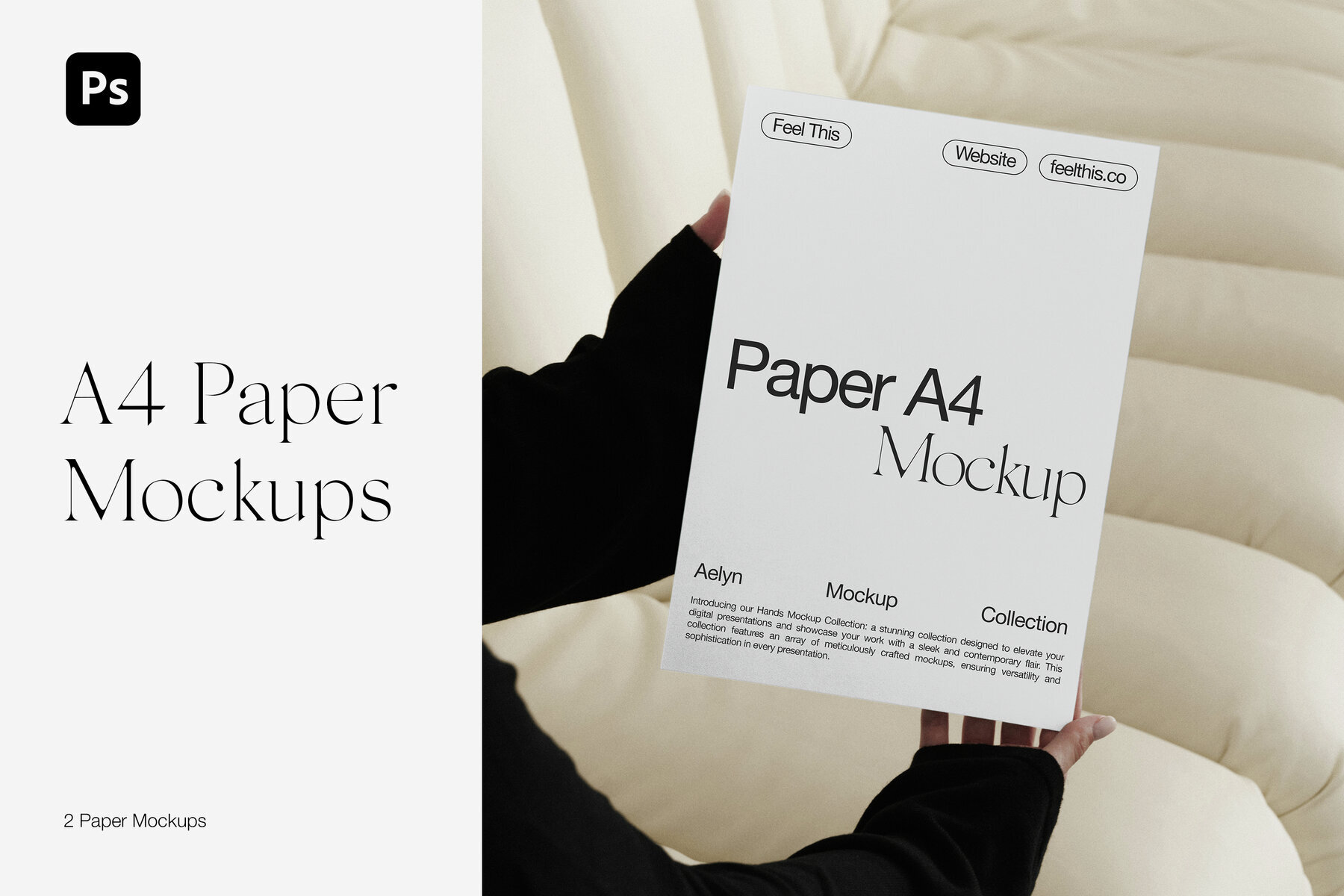 Poster A4 in Woman Hands Mockups for Photoshop PSD 1