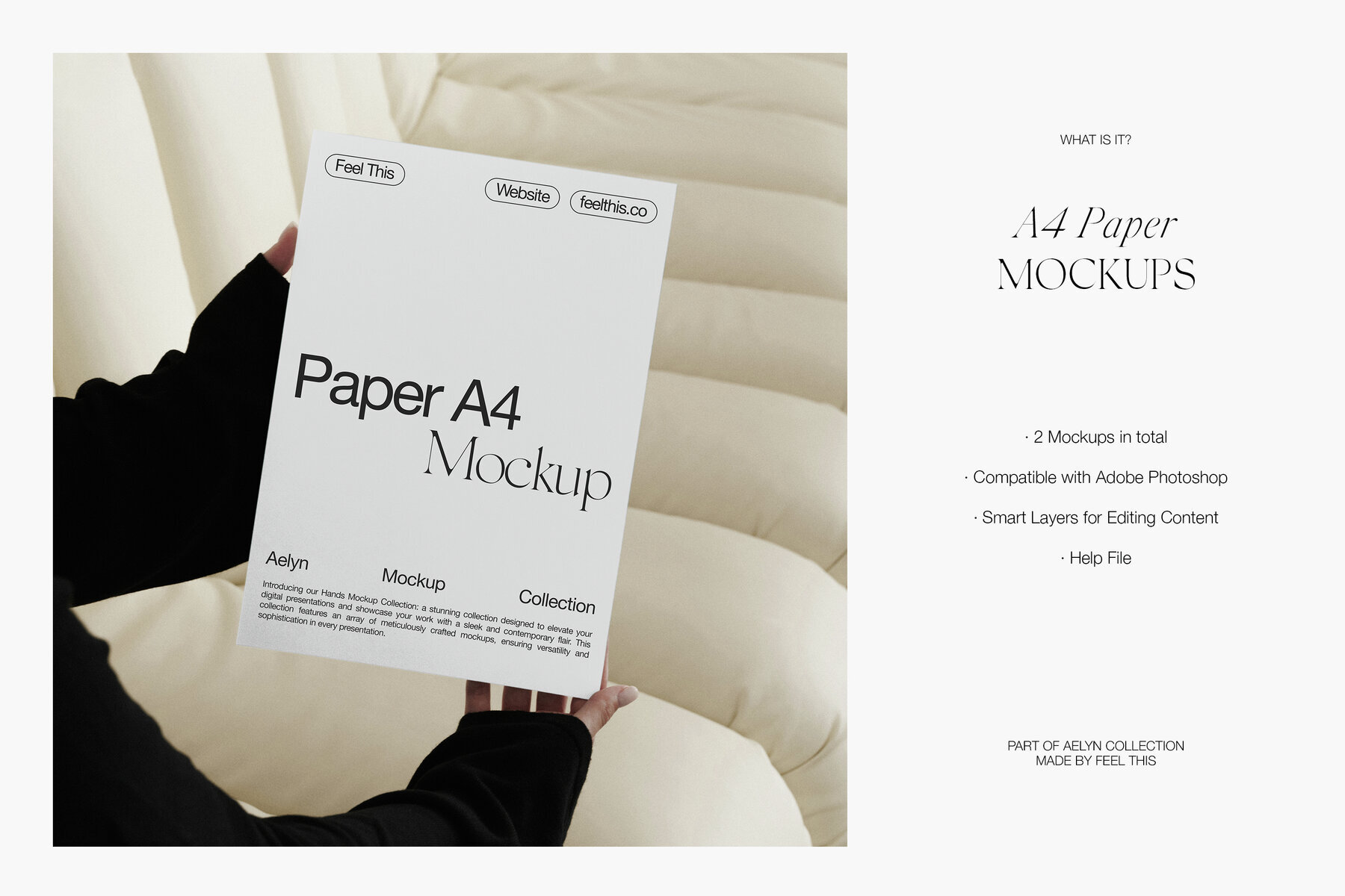 Poster A4 in Woman Hands Mockups for Photoshop PSD 2