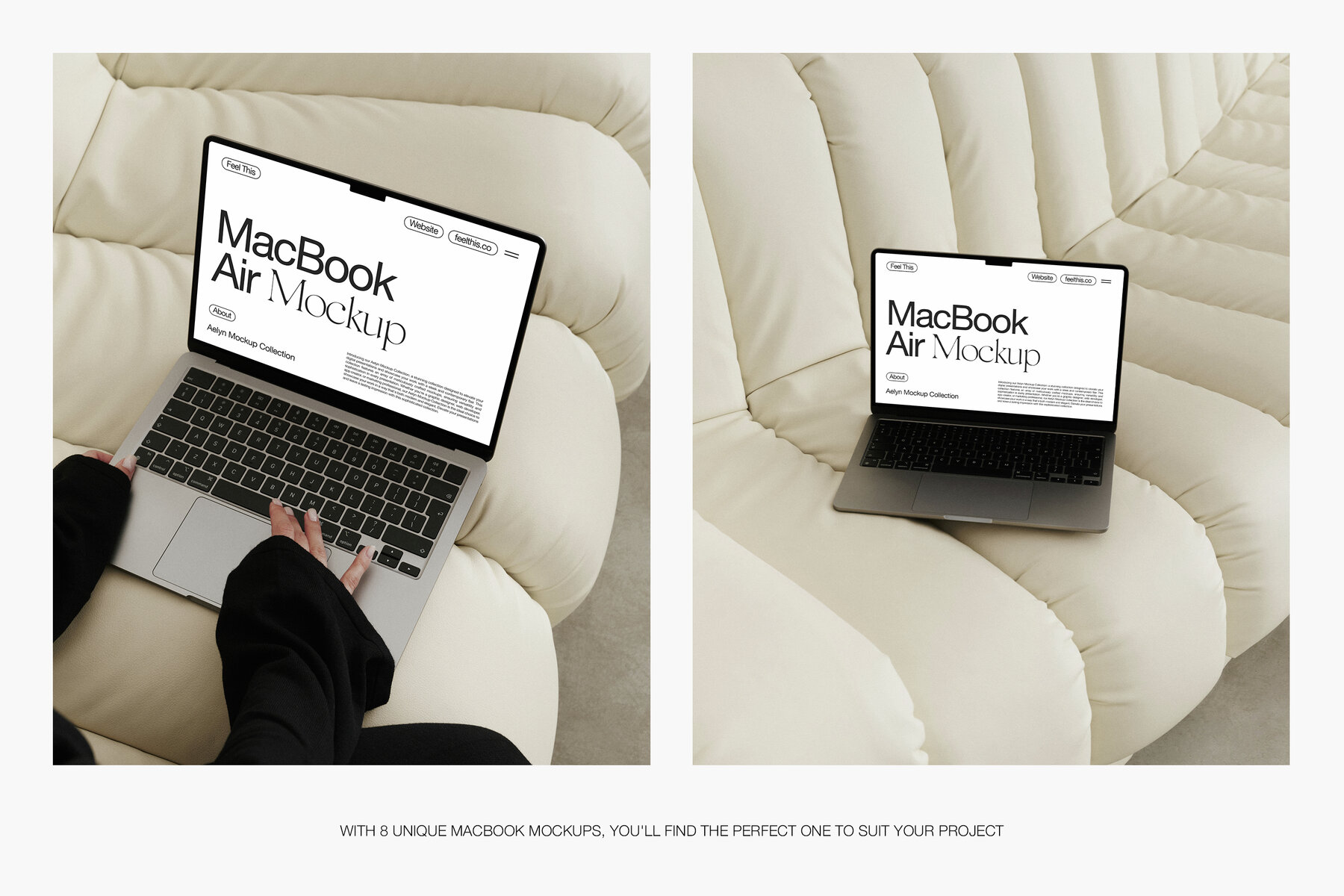 MacBook in Woman Hands Mockups for Photoshop PSD 4