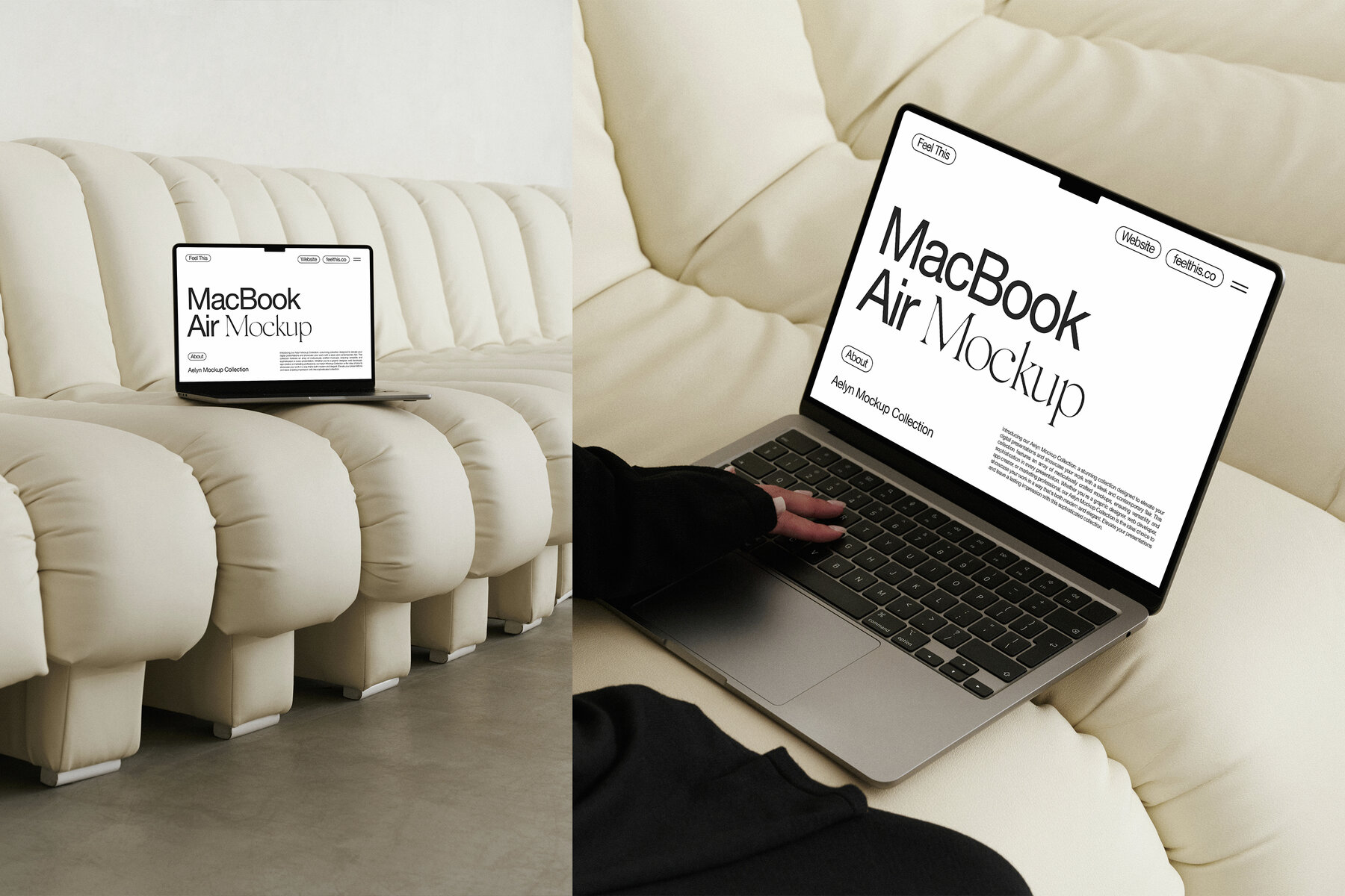 MacBook in Woman Hands Mockups for Photoshop PSD 5