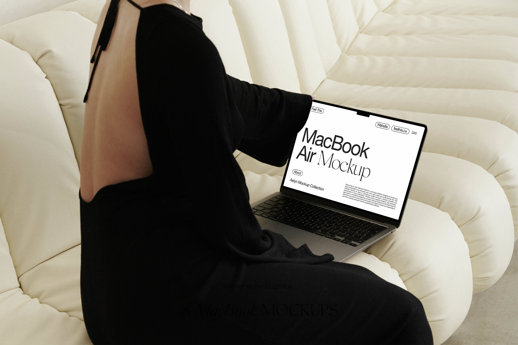 MacBook in Woman Hands Mockups for Photoshop PSD 6