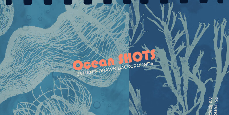 Ocean shots hand drawn backgrounds