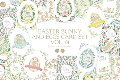 Easter Bunny and Eggs Cards Vol 1