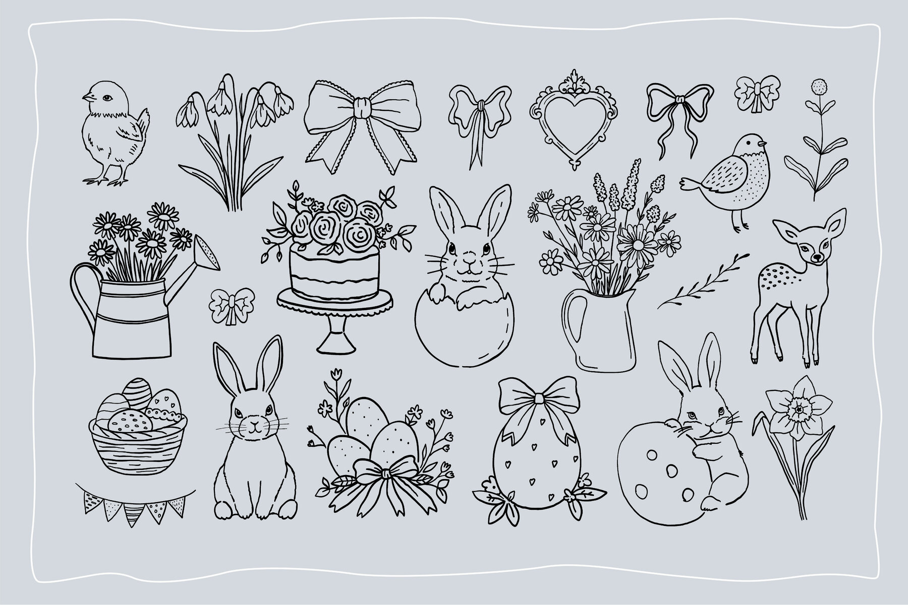 Springtime Whimsy Line art   Collage 5