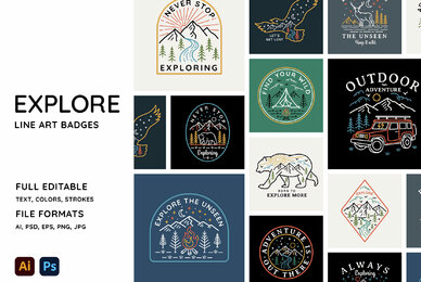 Explore Line Art Badges