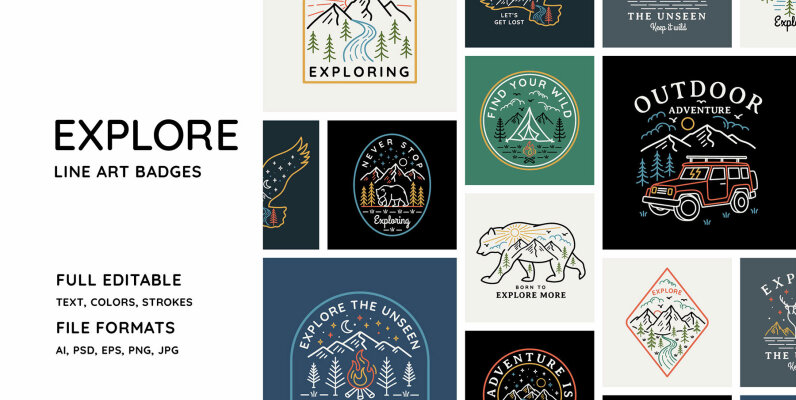 Explore Line Art Badges
