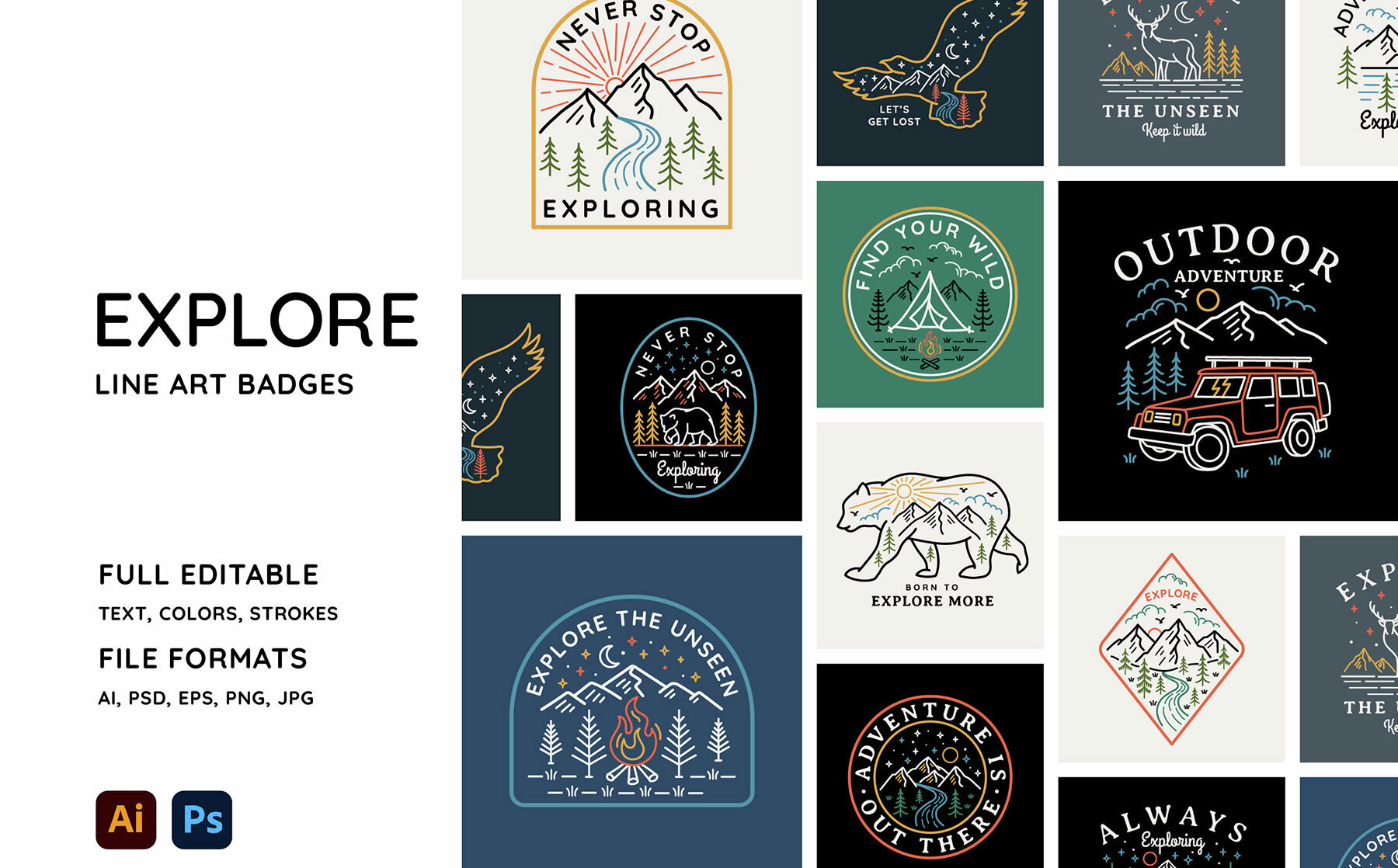 Explore Line Art Badges 1