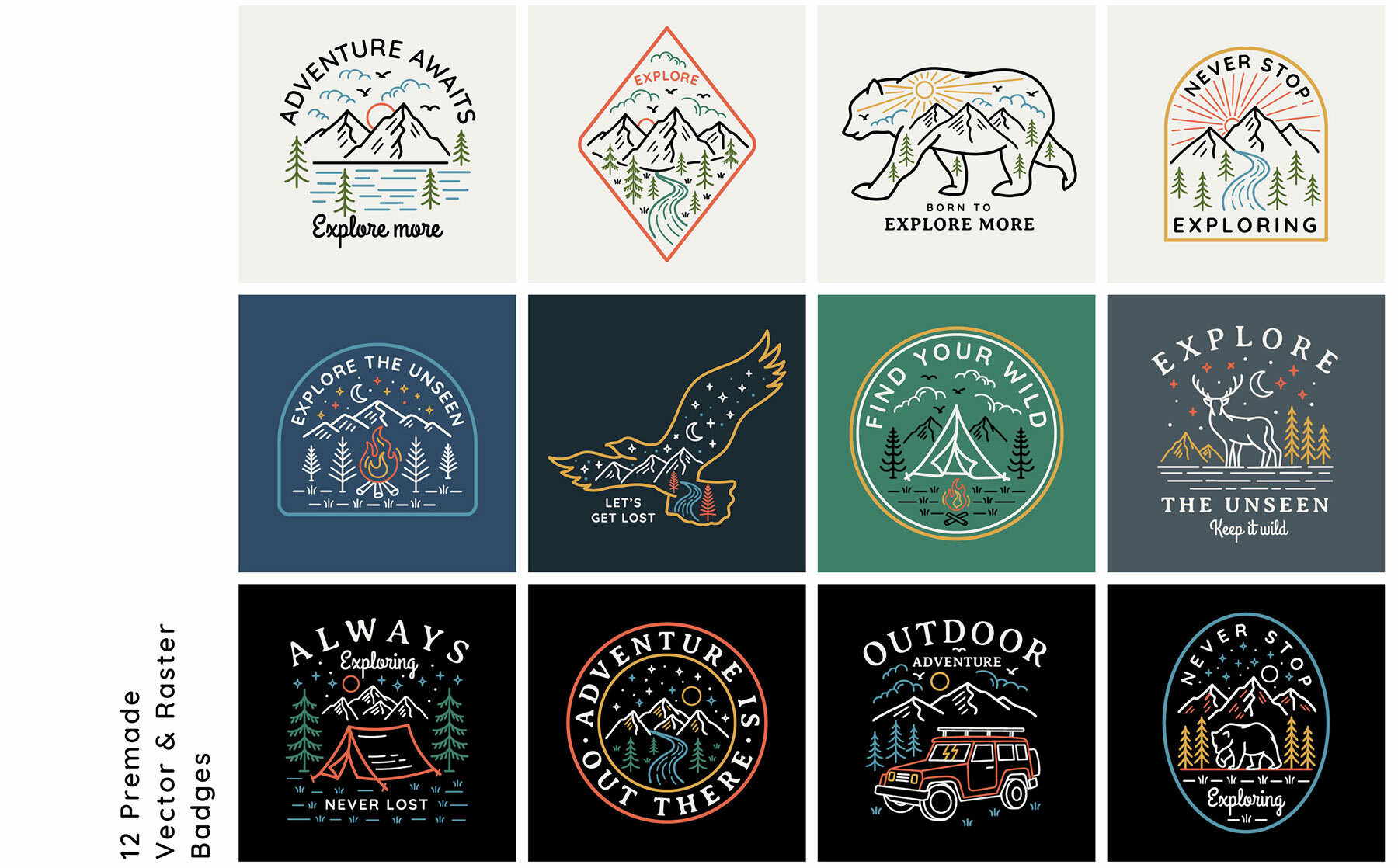 Explore Line Art Badges 5