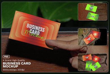 4 Realistic Scene Business Card Mockup   VOL 2
